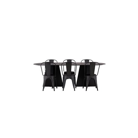 Matgrupp Bootcut med Tempe matstolar, 230 × 115 cm