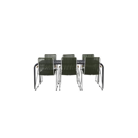 Matgrupp Borneo med Bois matstolar, 200 × 100 cm