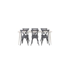 Matgrupp Lina med Tablas matstolar, 200 × 90 cm