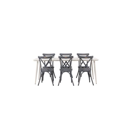 Matgrupp Lina med Tablas matstolar, 200 × 90 cm