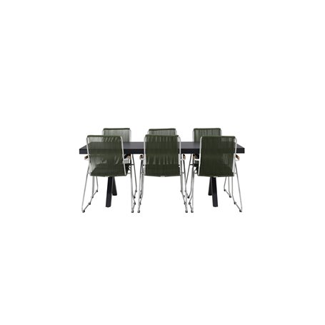 Matgrupp Garcia med Bois matstolar, 200 × 100 cm