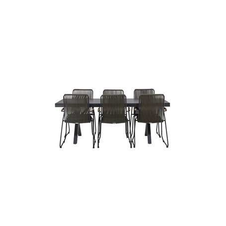Matgrupp Garcia med Bois matstolar, 200 × 100 cm