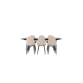 Matgrupp Astrid med Polar matstolar, 200 × 90 cm