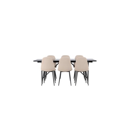 Matgrupp Astrid med Polar matstolar, 200 × 90 cm