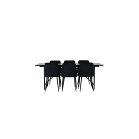 Matgrupp Astrid med Night matstolar, 200 × 90 cm