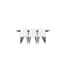 Matgrupp Astrid med Night matstolar, 200 × 90 cm