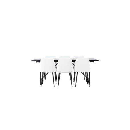 Matgrupp Astrid med Night matstolar, 200 × 90 cm
