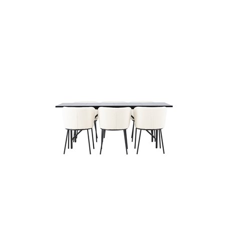 Matgrupp Astrid med Edina matstolar, 200 × 90 cm