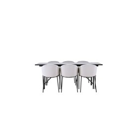 Matgrupp Astrid med Evelina matstolar, 200 × 90 cm