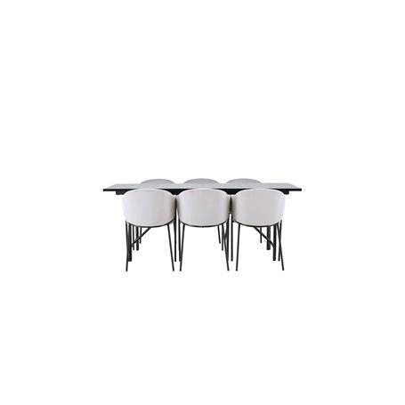 Matgrupp Astrid med Evelina matstolar, 200 × 90 cm