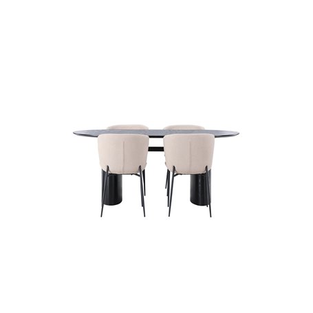 Matgrupp Isolde med Modesto matstolar, 180 × 90 cm