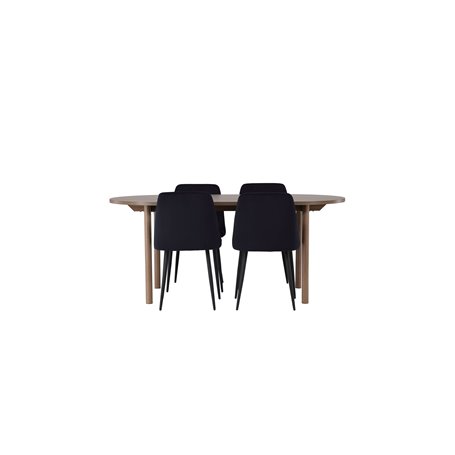 Matgrupp Andy med Night matstolar, 180 × 75 cm