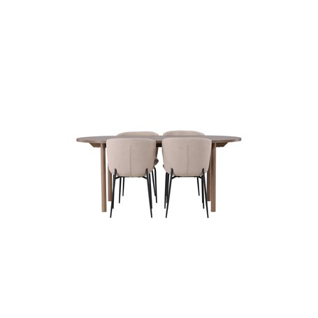 Matgrupp Andy med Modesto matstolar, 180 × 75 cm