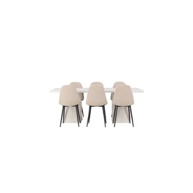 Matgrupp Olga med Polar matstolar, 200 × 90 cm