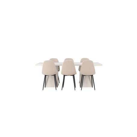 Matgrupp Olga med Polar matstolar, 200 × 90 cm
