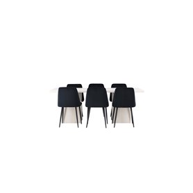 Matgrupp Olga med Night matstolar, 200 × 90 cm