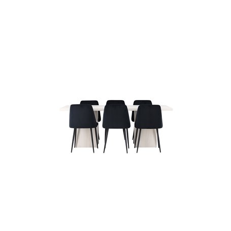 Matgrupp Olga med Night matstolar, 200 × 90 cm