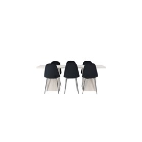 Matgrupp Olga med Polar matstolar, 200 × 90 cm