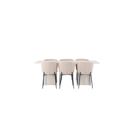 Matgrupp Olga med Modesto matstolar, 200 × 90 cm