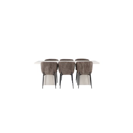 Matgrupp Olga med Modesto matstolar, 200 × 90 cm
