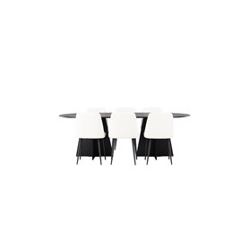 Matgrupp Bootcut med Night matstolar, 230 × 115 cm