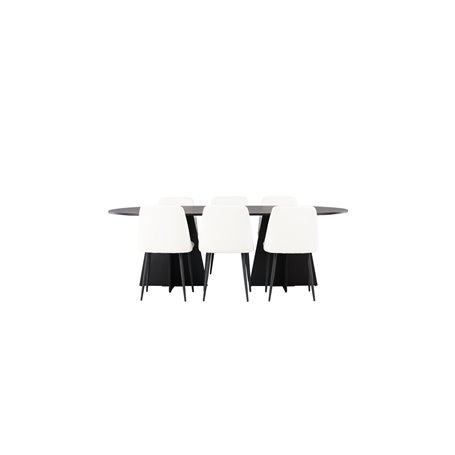 Matgrupp Bootcut med Night matstolar, 230 × 115 cm