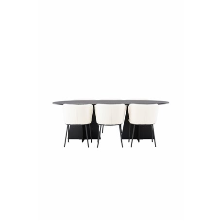 Matgrupp Bootcut med Edina matstolar, 230 × 115 cm