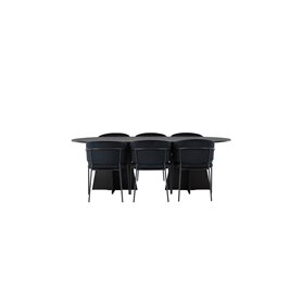 Matgrupp Bootcut med Selma matstolar, 230 × 115 cm