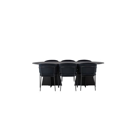 Matgrupp Bootcut med Selma matstolar, 230 × 115 cm