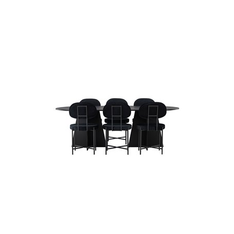 Matgrupp Bootcut med Stella matstolar, 230 × 115 cm