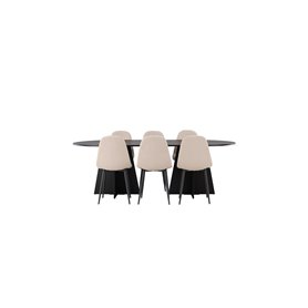 Matgrupp Bootcut med Polar matstolar, 230 × 115 cm