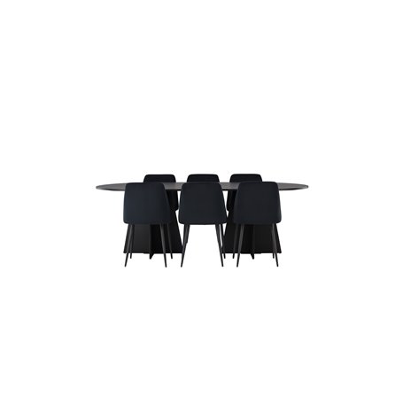 Matgrupp Bootcut med Night matstolar, 230 × 115 cm