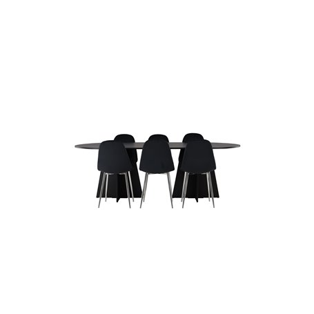 Matgrupp Bootcut med Polar matstolar, 230 × 115 cm