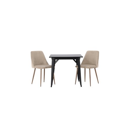 Matgrupp Tempe med Night matstolar, 80 × 80 cm
