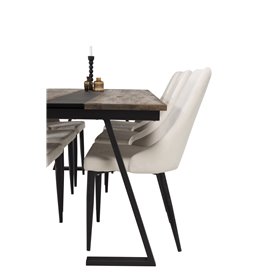 Matgrupp Jakarta med Leone matstolar, 200 × 90 cm