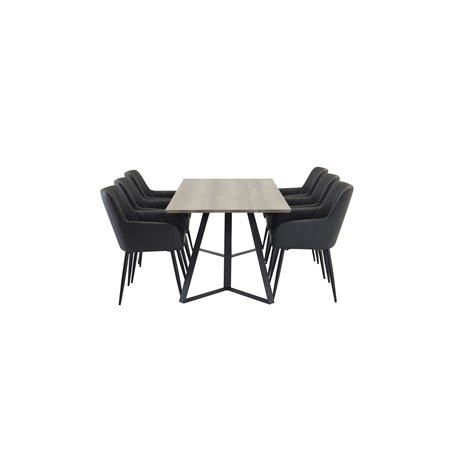 Matgrupp Marina med Comfort matstolar, 180 × 90 cm