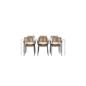 Matgrupp Break med Lindos matstolar, 205 × 90 cm