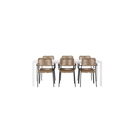 Matgrupp Break med Lindos matstolar, 205 × 90 cm