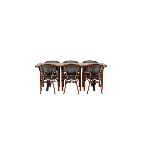 Matgrupp Garcia med Vila matstolar, 200 × 100 cm