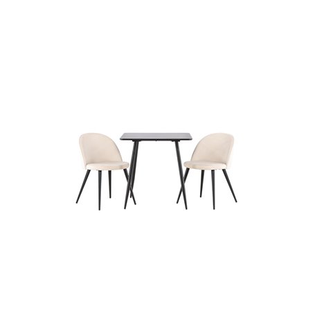 Matgrupp Polar med Velvet matstolar, 75 × 75 cm