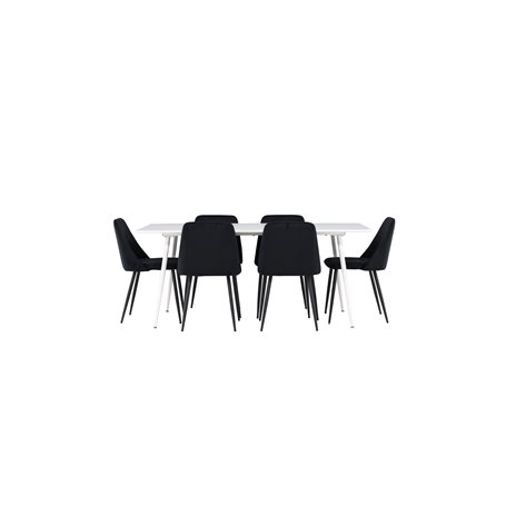 Matgrupp Silar med Night matstolar, 180 × 90 cm