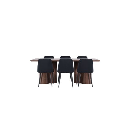 Matgrupp Olivia med Night matstolar, 210 × 100 cm