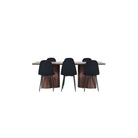 Matgrupp Olivia med Polar matstolar, 210 × 100 cm