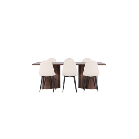 Matgrupp Olivia med Polar matstolar, 210 × 100 cm