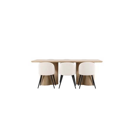 Matgrupp Olivia med Velvet matstolar, 210 × 100 cm