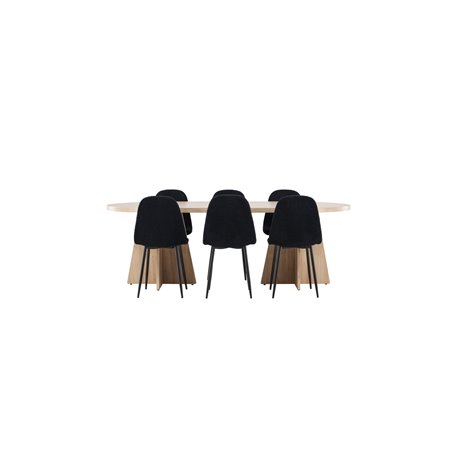 Matgrupp Bootcut med Polar matstolar, 230 × 115 cm