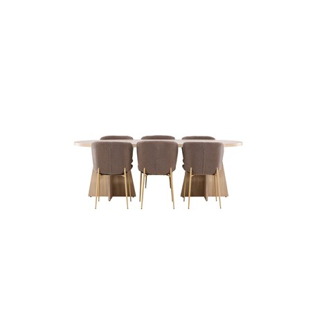 Matgrupp Bootcut med Modesto matstolar, 230 × 115 cm