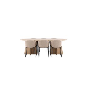 Matgrupp Bootcut med Evelina matstolar, 230 × 115 cm