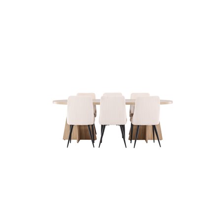 Matgrupp Bootcut med Leone matstolar, 230 × 115 cm