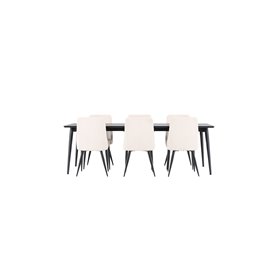 Matgrupp Ellis med Leone matstolar, 230 × 85 cm